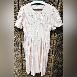 a loves‎ a - Pink Chic Blush Button-Down Midi Dress, Medium